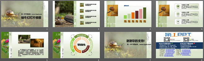 清新淡雅的蜗牛PowerPoint模板下载